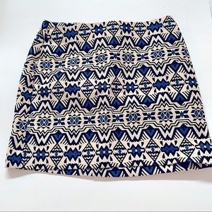 H&M NWT Tribal Aztec Mini Skirt Blue Ivory Black